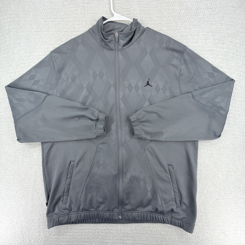 Jordan Jumpman Track Jacket Mens Xl Gray Geomatrix Full Zip Performance